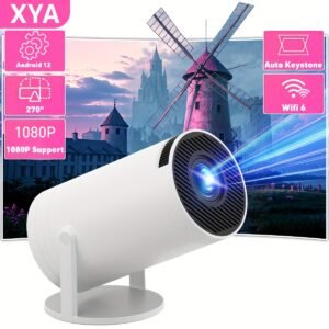 Portable Hd720P LCD Projector, Android 12, 16:9 Aspect Ratio, 100-199 Lumens, 3D-Ready, with USB Power, Remote Control, for Both Home Entertainment And Office Use, No Battery Required