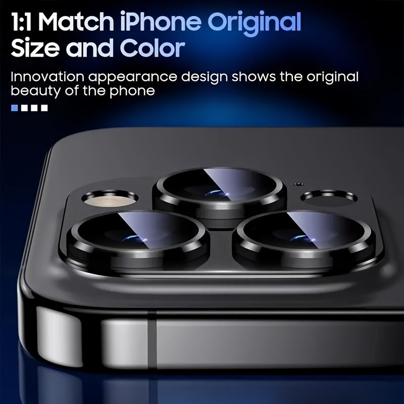 Protective Camera Lens Cover Made Of Golden Metal Ring Tempered Glass For IPhone 16 Pro Max/15 Pro/14 Pro Max/Plus/13 Pro/14/13/Mini/12/11/16/15Promax, Ultra-clear, Scratch-resistant, Easy To Install, Full Coverage Lens Protector - Image 12