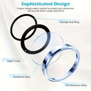 Camera Lens Protector for iPhone 14/ 14plus / 15/ 15plus, CD Pattern Independent Lens Protector, Tempered Glass and Aluminum Edge, High Definition Transparent, Scratch-Resistant Ultra-Thin, Easy to Install