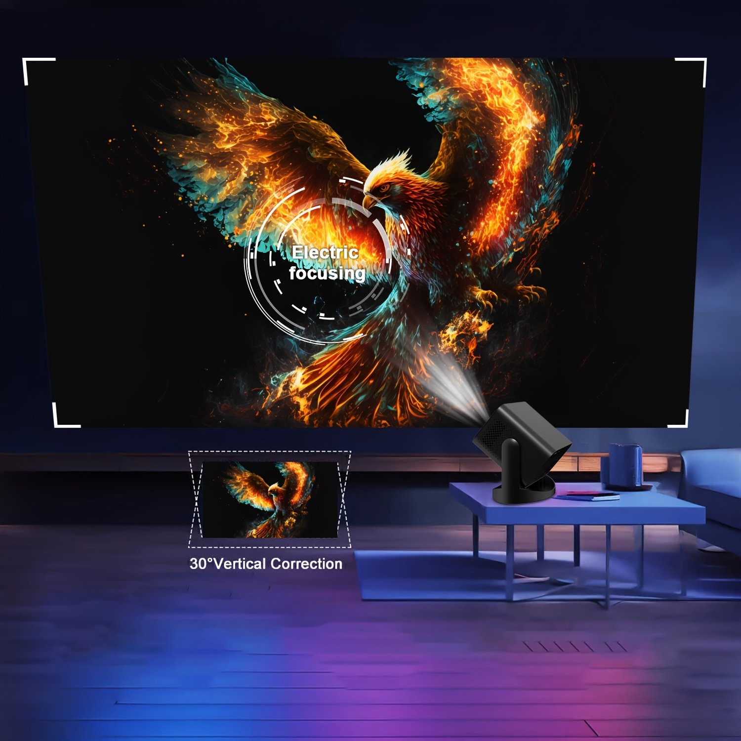 ZRZTM 4K 2025Portable Projector, Home Theater, Mini Projector with External Steering Console, Native 1080P Full HD, Android 11 and WiFi Support, Compatible with TV Stick/USB/Tablet/Windows - Image 3