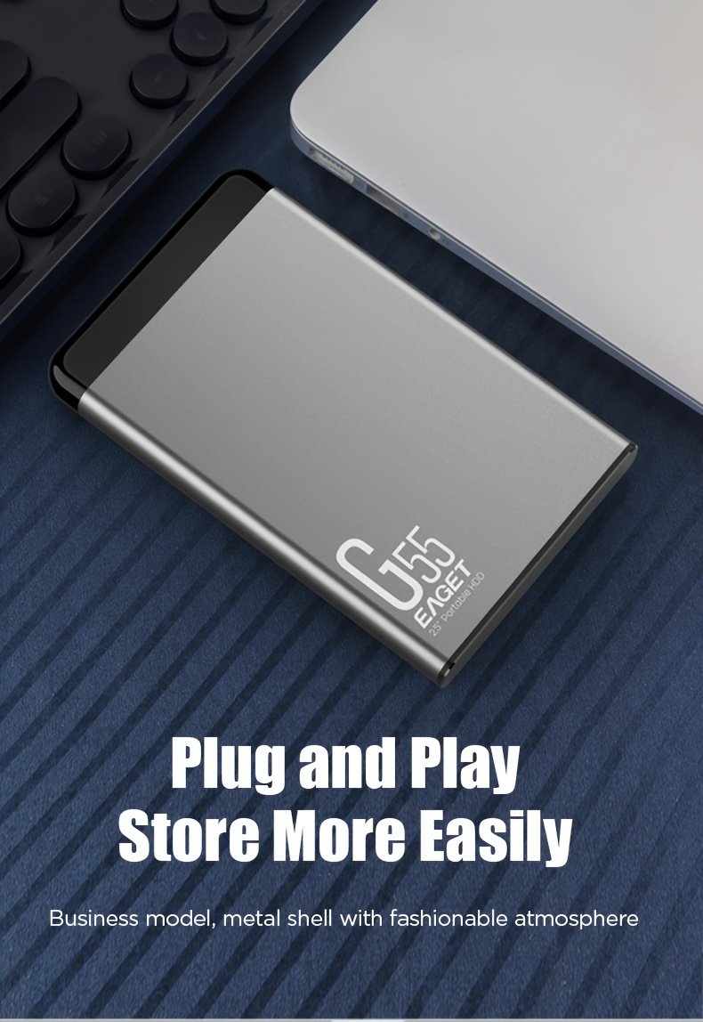 Eaget 6.35cm Portable HD External Hard Drive - Sleek Metal Enclosure, USB 3.0, Plug & Play, Available in 500GB/1TB - Ideal for PCs, for MacBook, PS4/5, Xbox, Smart TVs - Image 10