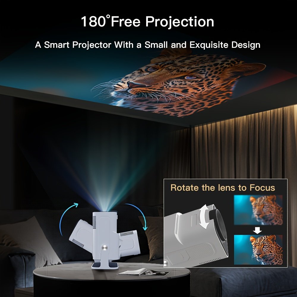 Portable Mini Projector with WiFi6 Native 1080P Support 4K Smart Home Theater Proiector with Android 11 180° Rotation Outdoor Cinema Auto Keystone Correction Compatible with Phone/Tablet/Laptop LYNCAST, Lyncast - Image 8