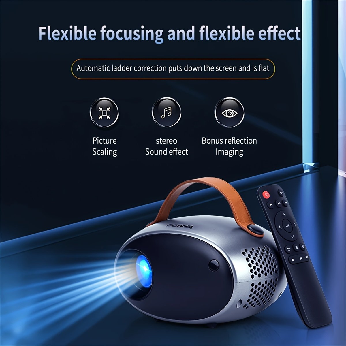 PGIVDA Portable Portable Projector 7500 Lumens, Movie Projector Support 1080P, Wireless Compatible With Smartphone Of Same Screen