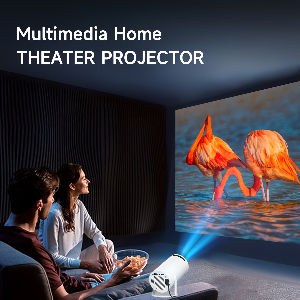 Android 12 Portable Projector 130ANSI Support 1080P/4K Decoding HD Video Projector, Wireless 5.2 Support 16:9 Aspect Ratio, 180° Rotation Mini Projector, EU Plug - Image 7