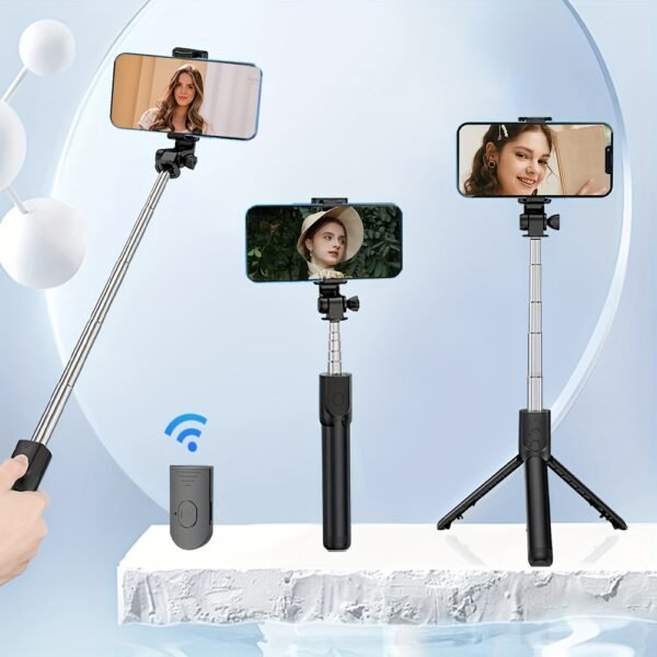 Versatile 3-in-1 Mobile Phone Selfie Stick Tripod with 360° Rotation - Ideal for Photography, Vlogging & Live Streaming | Compact, Lightweight & Travel-Friendly with Wireless Remote, Anti-Shake Feature, Compatible with All Smartphones, Selfie Stick for Ph - Image 5