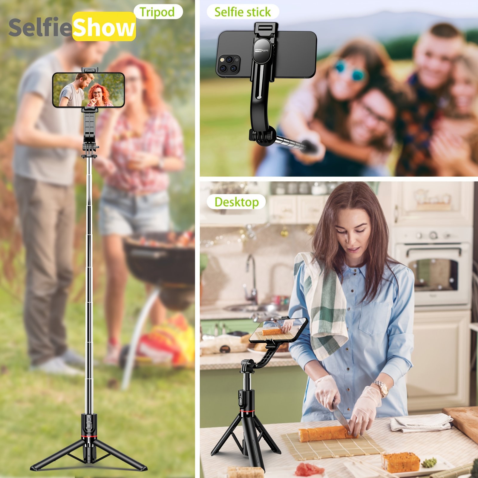Portable 44-inch Selfie Stick Mobile Phone Tripod with Wireless Remote Control Expandable Smartphone Tripod Holder 360 Degree Rotation for iPhone 13 12 11 pro Xs Max Xr X 8 7 6 Plus, for Android for SamSung Smartphones - Image 8