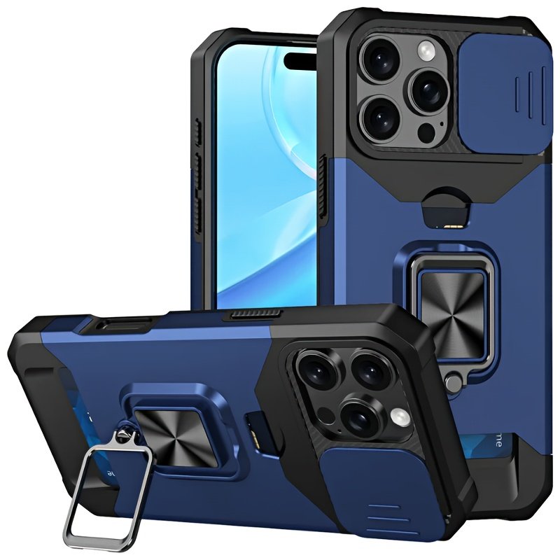 Durable and Sturdy Heavy-duty Phone Case, Suitable for iPhone 16 15 14 13 12 11 Pro XS Max Mini Designed Shock Resistant Hard Phone Case, with Metal Bracket and Card Slot, Suitable for Outdoor Work and Exploration - Image 9