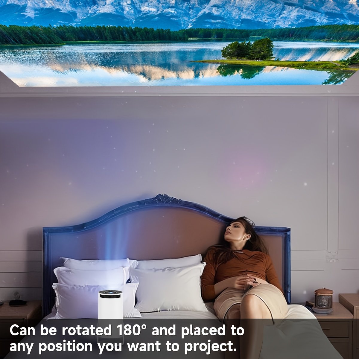 XYA Mini Projector, Compact Projector, Supports 1080P, Automatic Focus with 180 Degree Keystone Adjustment, Projects Up to 3.3meter Screen, Compatible with Laptop, PC, And Smartphone (White) - Image 7