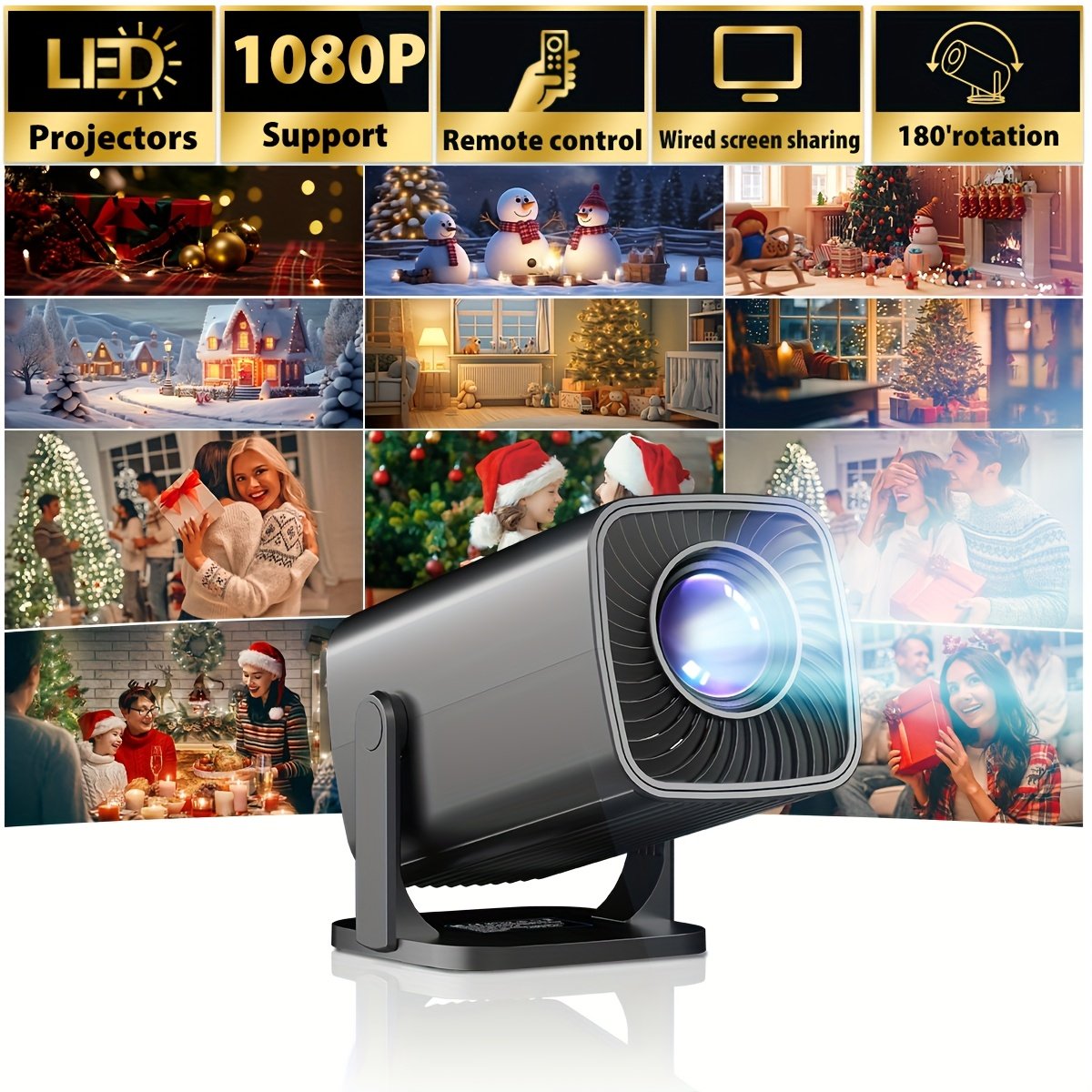 Smart Portable Home Theater Movie Projector - EU Plug, Easy to Carry, Enjoy Anytime, Anywhere, Upgrade Your Viewing Experience HD Mini Projector - Vivid 3D Vision, Small And Portable, Compatible with a Variety of Devices, Suitable for Home Theater/Office - Image 7