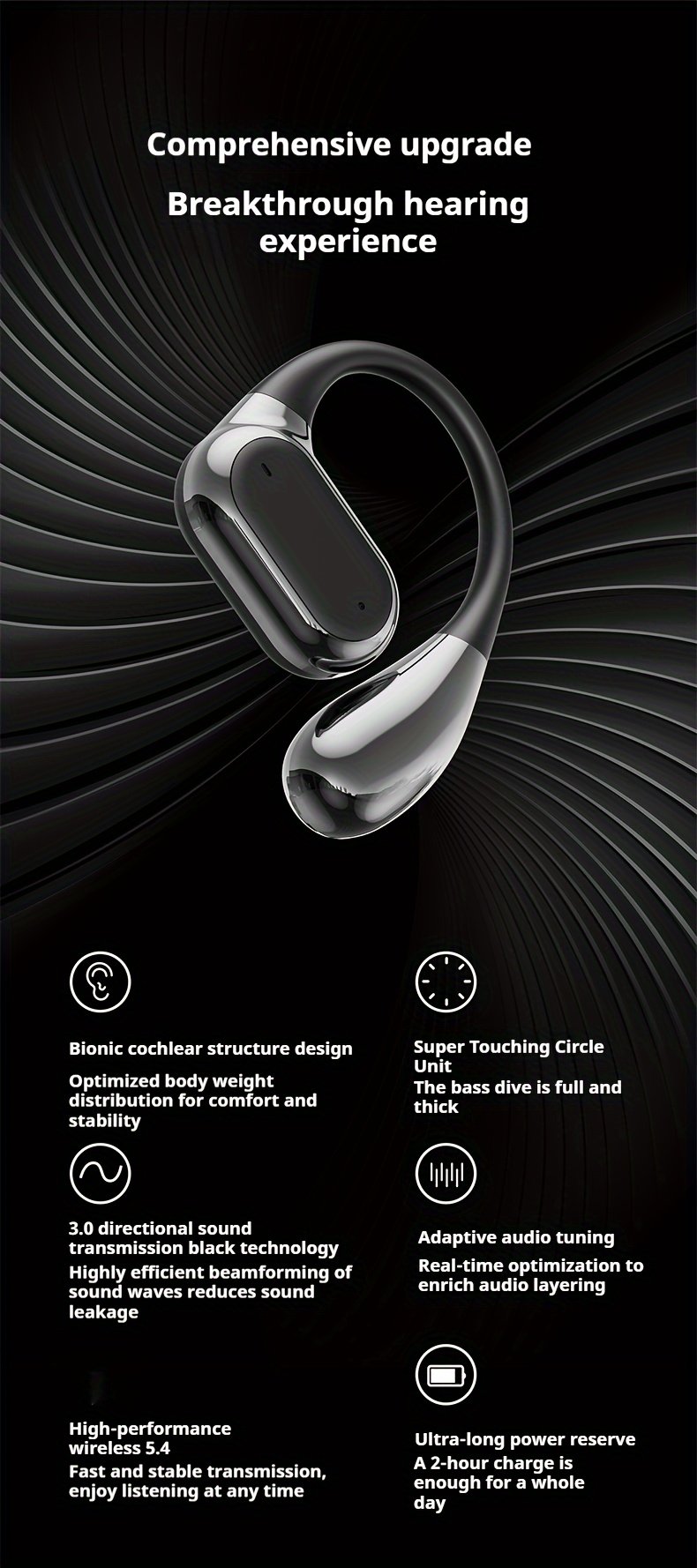 2024 NEW Style True Wireless On-Ear Sleeping Comfortable Headset Music Couples Earbuds TWS HIFI Dolby Bass ACC Stereo HD Calling Earphones for Android & Iphone Cellphone Sports Earpieces Smart Headphones - Image 12