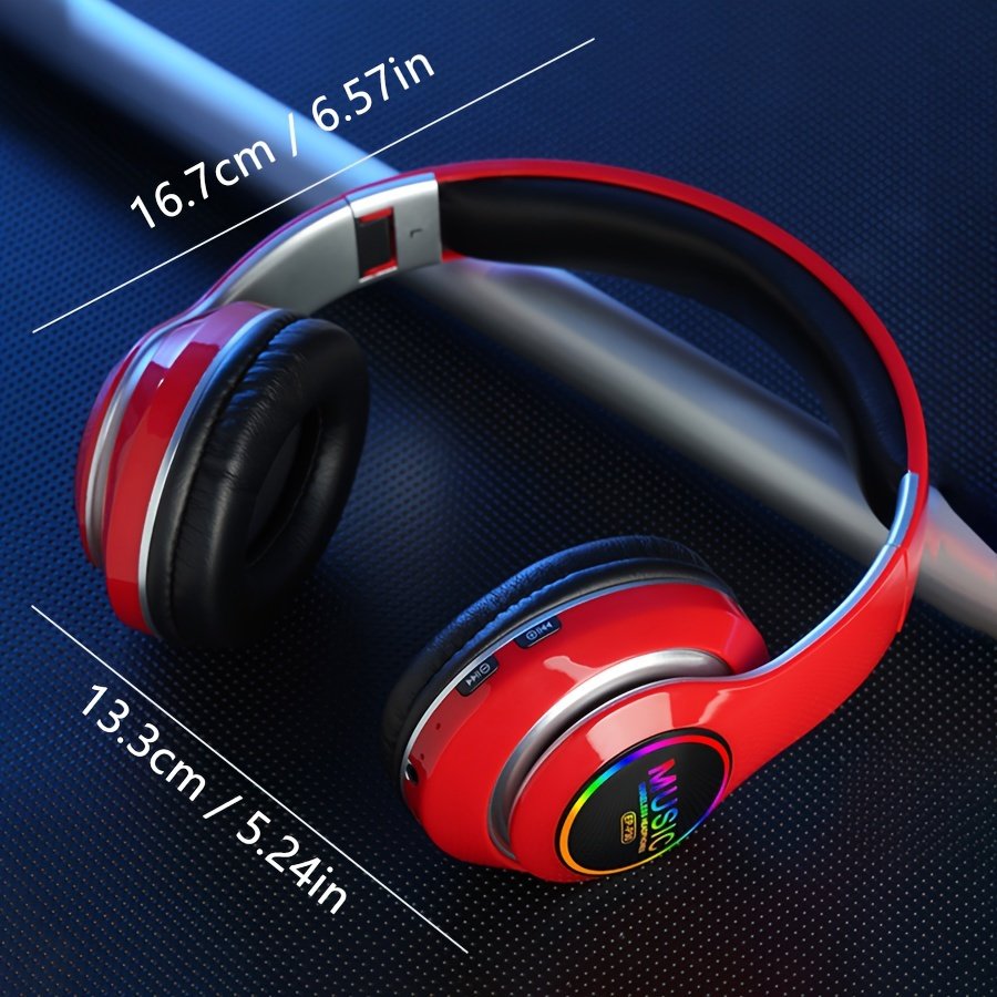 Wireless earphones, multi-color LED lights, comfortable foldable earphones, for tablet/PC/phone/birthday/Christmas/travel gifts. Popular wireless earphones, head mounted wireless earphones, and foldable earbuds. - Image 4