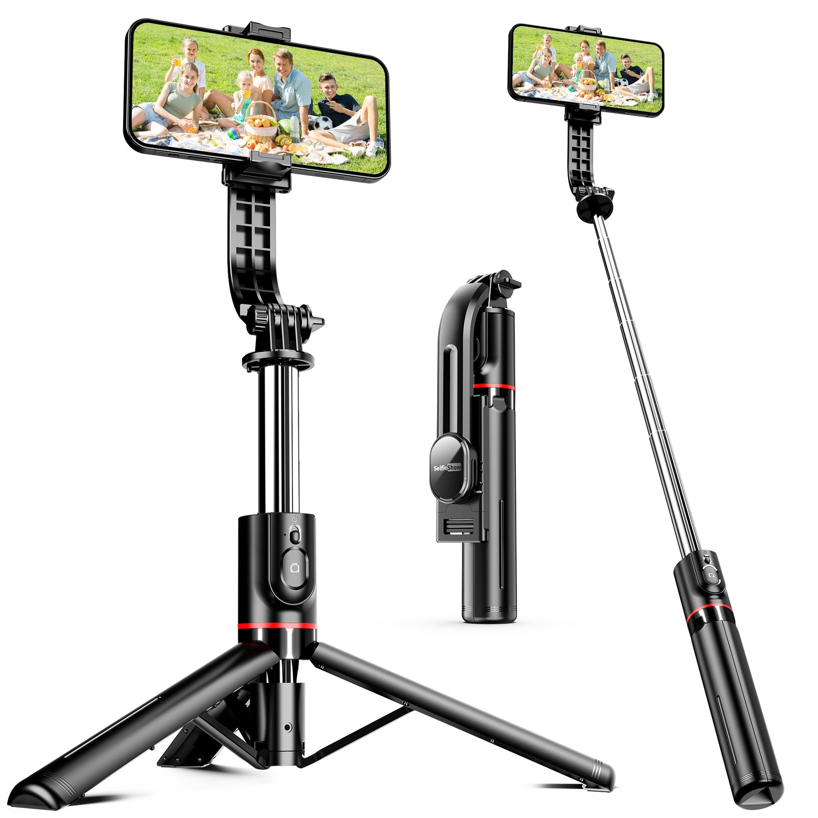 Portable 44-inch Selfie Stick Mobile Phone Tripod with Wireless Remote Control Expandable Smartphone Tripod Holder 360 Degree Rotation for iPhone 13 12 11 pro Xs Max Xr X 8 7 6 Plus, for Android for SamSung Smartphones - Image 5