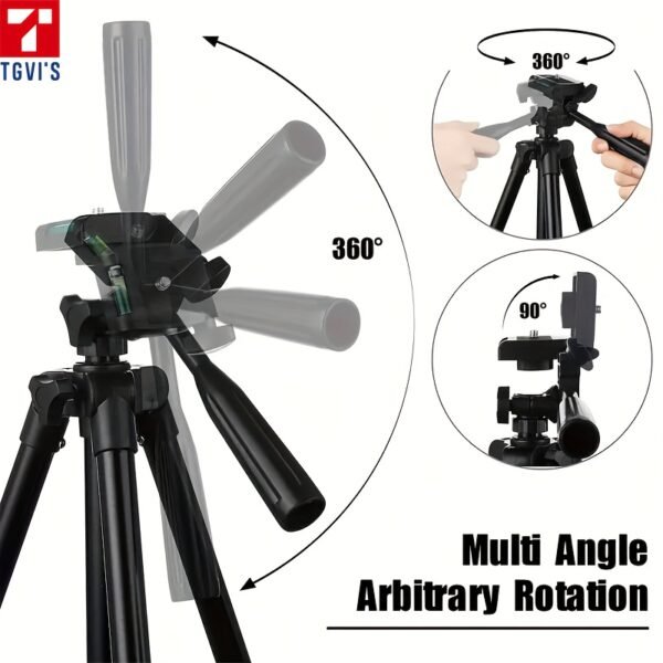 TGVI'S Z005 Expandable Aluminum Alloy Camera Tripod with Smartphone Mount, Pan Head, Compatible with Canon, Sony, Nikon, Panasonic, iPhone for Photography, Selfies, Live Streaming, Video Recording - Image 5
