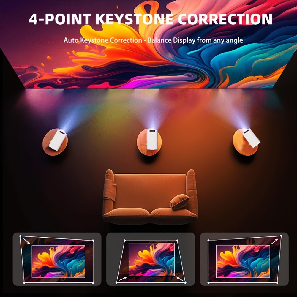 YLEEGS Mini Projector, 250 ANSI Lumens, 4K Support, Android 12, Table Mount, 3D Ready, LCD Display, USB/Wi-Fi 6/5.0 Connectivity, 16:9 Aspect Ratio, 1280x720 Native Resolution, Tabletop Cinema Projector with Remote Control, European Standard Plug - Image 10
