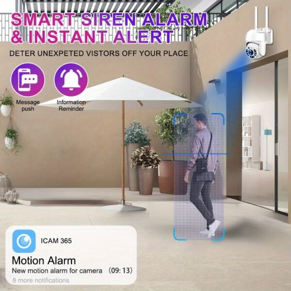 OIMLYO Smart Home Security Camera - Waterproof, PTZ, 360° Panoramic View, AI Human Detection, Two-Way Audio, Full Color Night Vision - USB Powered, Compatible with Smartphones, WiFi, Security Camera, Irregular Shape - Image 6