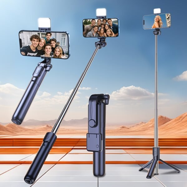 [1pc Multifunctional Selfie Stick Tripod with Fill Light] Multifunctional Selfie Stick Tripod with Fill Light, Universal Smartphone Holder, Battery Powered Wireless, Adjustable Height, Plastic Material, with Non-Rechargeable Button Battery for Travel, Liv - Image 6