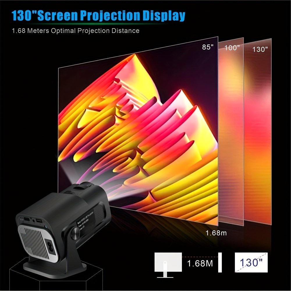 Popular HY320 Mini Projector 4K Ultra HD, Andro 11.0, Lightweight and Portable 720P 320ANSI Portable Wireless Home Cinema 180 ° Projection Multi angle Adjustment - Image 11