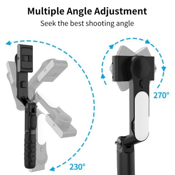 QAML A6 2024 Handheld Gimbal Stabilizer with Selfie Stick Tripod Stand, Wireless Wireless Remote, 1-Axis for Smartphone, 400mAh Rechargeable Lithium Polymer Battery, USB Charging, ABS Material, Compatible with iPhone & Android Devices - Image 7
