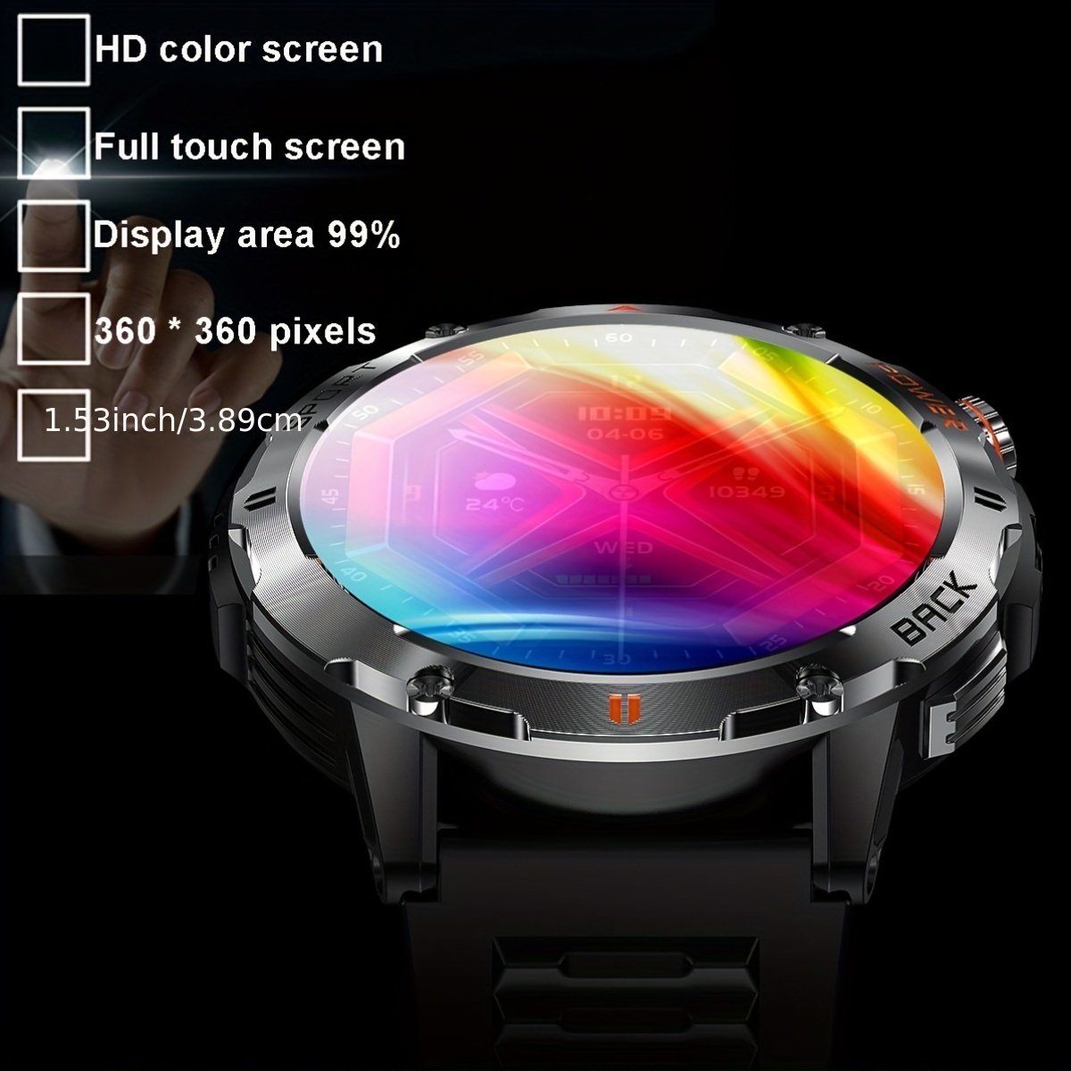 COIUSOR Men'S Smart Watch 3.89cm TFT Display, IP67 Waterproof, Voice Call, LED Flashlight, Wireless 5.3, Magnetic Charging, 400mAh Rechargeable Battery, Multiple Sports Modes, One-Click Sync for iPhone & Android - Image 8