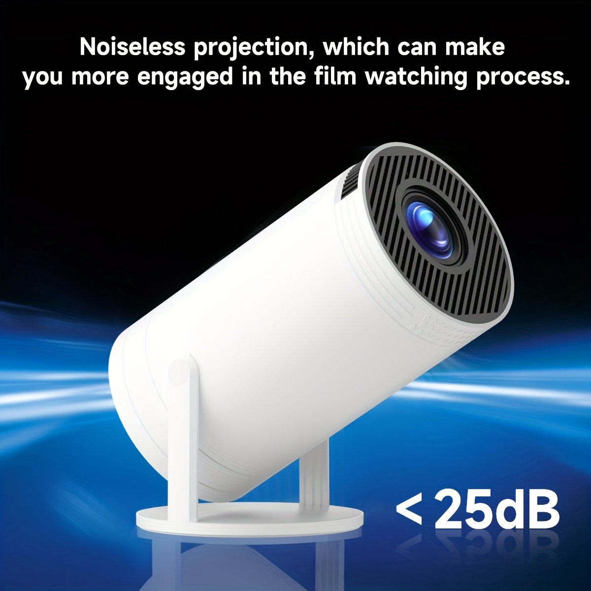XYA Compact HD Mini Projector - 2800+ Lumens, 1080P Supported, 3.3meter Screen, Remote Control, LED Lights, Auto Correction, for Laptops, PCs, Smartphones - White, Home Cinema Projector|Modern Cylindrical Design|Highperformance Electronics - Image 6