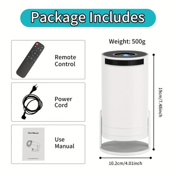 XYA S100 Mini Smart Projector - 4K, Auto-Correction, 180° Rotation, WiFi6 & Wireless5.2, Portable for Home & Office Use, Compatible with Smartphones/Laptops/HDTVs - Image 8