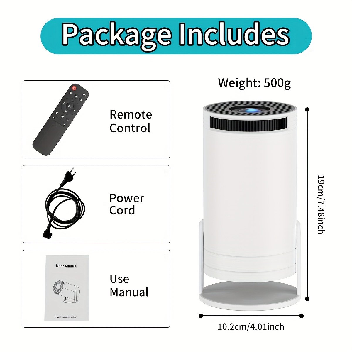 XYA S100 Mini Smart Projector - 4K, Auto-Correction, 180° Rotation, WiFi6 & Wireless5.2, Portable for Home & Office Use, Compatible with Smartphones/Laptops/HDTVs - Image 8