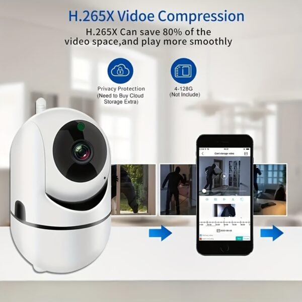 1pc 1080p WiFi Security Camera, 2MP 1920x1080 High Definition, Indoor/Outdoor with Color Night Vision, 2-Way Audio, Motion Tracking, USB Powered, Compatible with Tablet, No Battery, ABS Material - Image 3