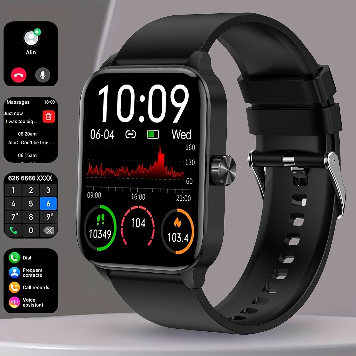 New Smartwatch, 3D Dynamic Sports Plant Growth Dial, 1.85-Inch Large Screen, True IP68 Waterproof, Smart Call Watch, 100+ Sports Modes, Connectable to Iphone And Android Phones, Answer And Make Calls, Message Push