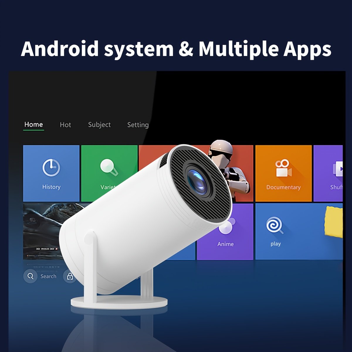 Compact SCUARI S100 Mini Projector with Auto Keystone Correction - 4K Ultra HD & WiFi6, Wireless 5.2, 180° Rotation, High-Contrast 10000:1, Portable Home Theater Experience for Smartphone/Laptop/HDTV, Android12, Type-C Power Delivery, Wireless Audio Strea - Image 7