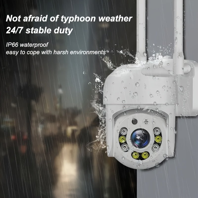 QKH 1080P Outdoor WiFi Security Camera - IP66 Waterproof, PTZ Auto-Tracking with AI Human Detection, Full Color Night Vision, Two-Way Audio, 360° Panoramic View, USB Powered, Christmas Decor - Image 6