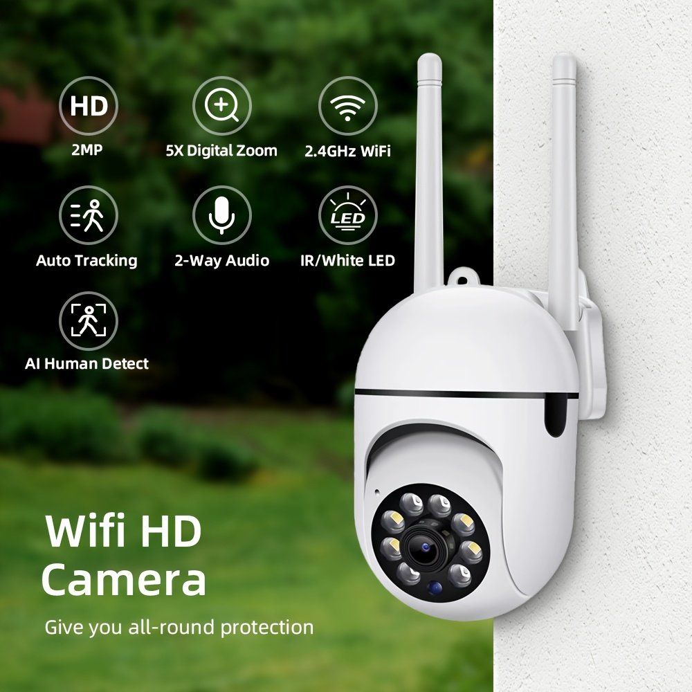 1080P Security Camera Kit with Full Color Night Vision, Spotlight & Siren - 4pcs Set, 2-Way Audio, Pan/Tilt/Zoom, WiFi Enabled, Motion Tracking, Compatible with Amazon Alexa for Indoor and Outdoor Use - Ideal for Home Security System, Cameras for Home Sec - Image 4