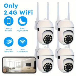 JOOAN 4-Channel 1080P HD Security Camera System, Easy Installation Indoor Surveillance, 2.4G WiFi, Full Color Night Vision, Auto Tracking, Two-Way Audio, USB Powered, ≤36V, No Battery Required