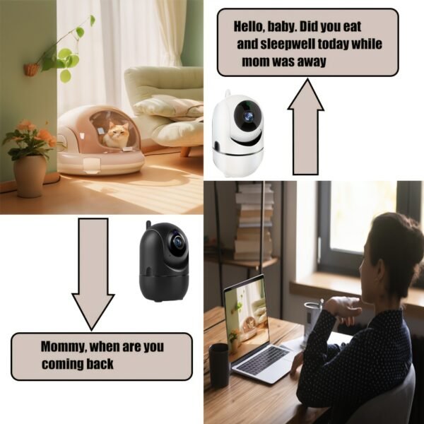 1pc YIIYRY 1080P HD Indoor PTZ Security Camera, WiFi Enabled, Two-Way Audio, App Control, USB Powered, Wall-Mountable, Smart Home Surveillance with Audio Alert - Round ABS Body, Compatible with Smartphones - Image 9