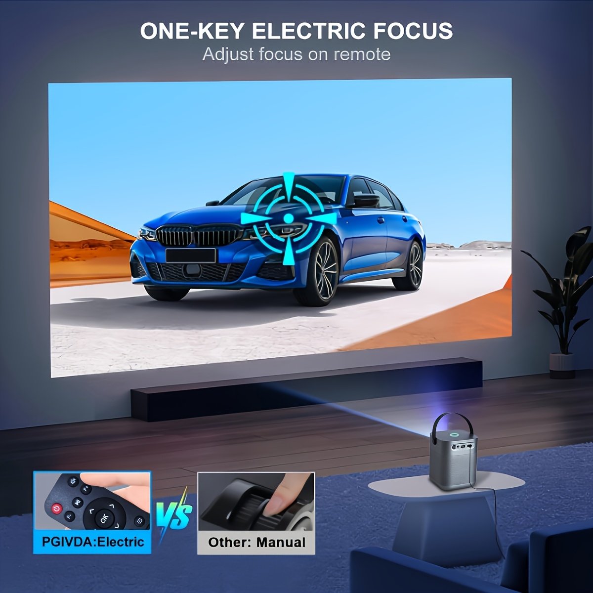 PGIVDA Wireless Projector for Mobile Phone, FHD 1080P Supported Portable Projector Electronic Focus, Max Projection Size 5.59meter - Image 10