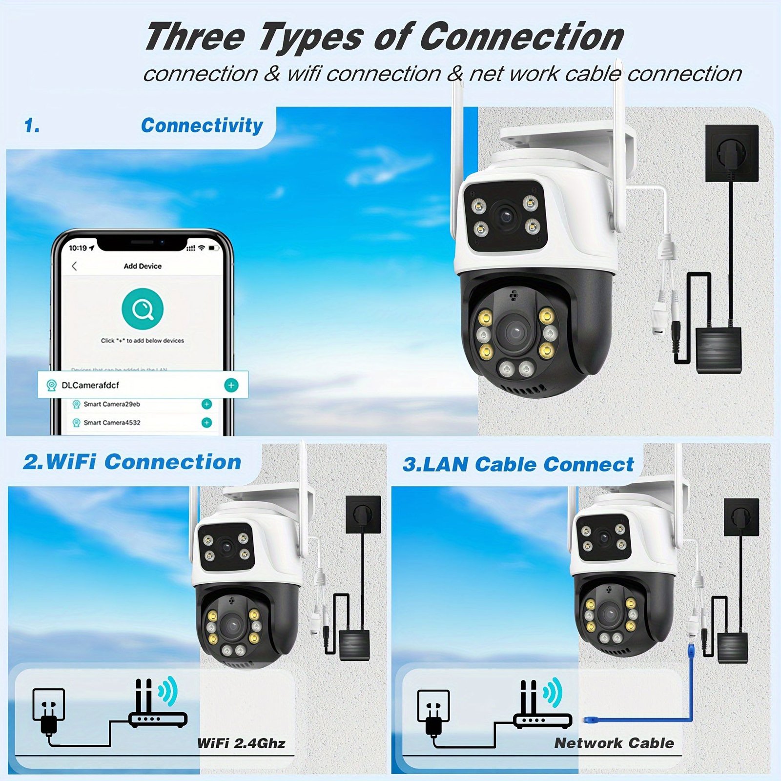 1pc 4K 8MP WiFi Security Camera, 2 Lens 4MP Total 8MP Dual Lens 2.4ghz Wireless IP Camera, Video Surveillance for Home Security CCTV Monitor, AI Human Tracking, Color Night Vision, Outdoor, Two-Way Audio, Motion Alert, Pan Tilt Rotation Icsee - Image 25