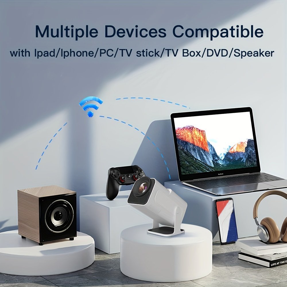 1pc HY320 Smart Mini Projector, 1080P Full HD LCD Display, 4K Decoding, 180° Adjustable Stand, Auto Keystone, Wireless & Wired Connection, Android 11, 110V/220V, Internet-Ready, No Battery, European Plug - Image 5