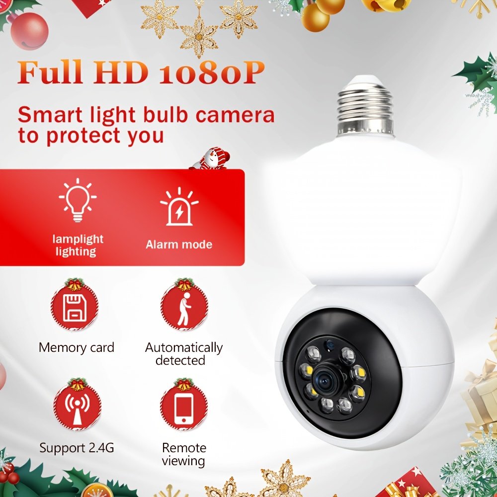 1pc 1080P HD WiFi Light Bulb Security Camera - Dual-Way Audio, Wireless 355° Panoramic View, AI Human Detection, Color Night Vision, Indoor/Outdoor Surveillance, Real-Time Video Streaming, Easy Twist-On Installation, No Battery Needed, Wireless Security C - Image 5