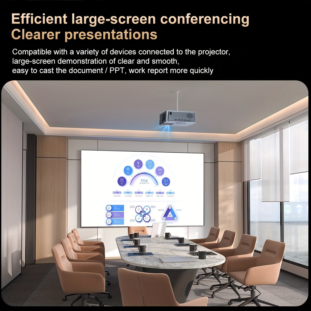 PGIVDA 1080P Full HD Projector, LCD Display, 3000-99999 Lumen Brightness, 16:9 Aspect Ratio, with Motorized Focus, 6G+2.4G WiFi, Table Mount, Button Control, Display Port, Built-in Speakers, 220-240V European Plug, for Home Theater, Outdoor Movies - Image 9