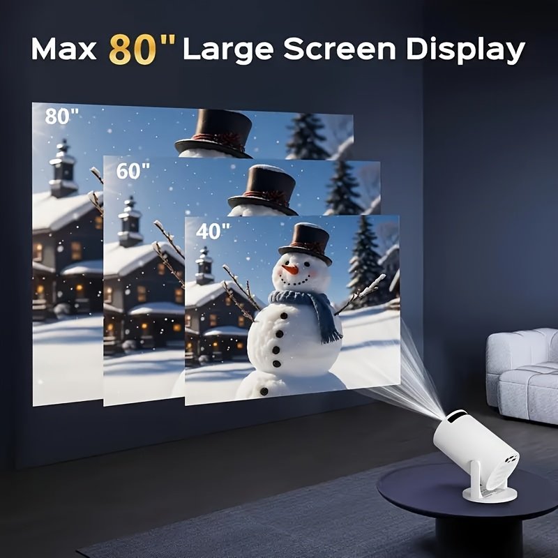 Support 1080P Smart Mini Portable Projector - European Plug, Wired Home Theater Projector, 180° Adjustable Angle, Compatible HDTV, USB, Smartphone, iPad, TV Box, Laptop-High Resolution Video Projector for Movies and Presentations - Image 4