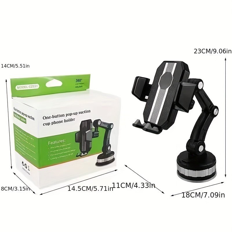 360° Rotatable Car Phone Holder – Adjustable Arm, Vibration-Proof Grip, Heavy-Duty Truck Mount, Washable Sticky Base, ABS Material, Waterproof Multi-Joint Angle Adjustment - Image 3