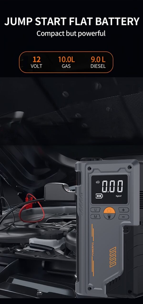 TENGQU Semi-Automatic Car Jump Starter with Portable Air Compressor, Multi-Function Tire Inflator, PVC Material, Non-Waterproof, USB Charging, Operating Voltage ≤36V, 2500A Peak for 12V Vehicles, 8L Gas/6.5L Diesel Engine - Christmas Festival Gift - Image 14
