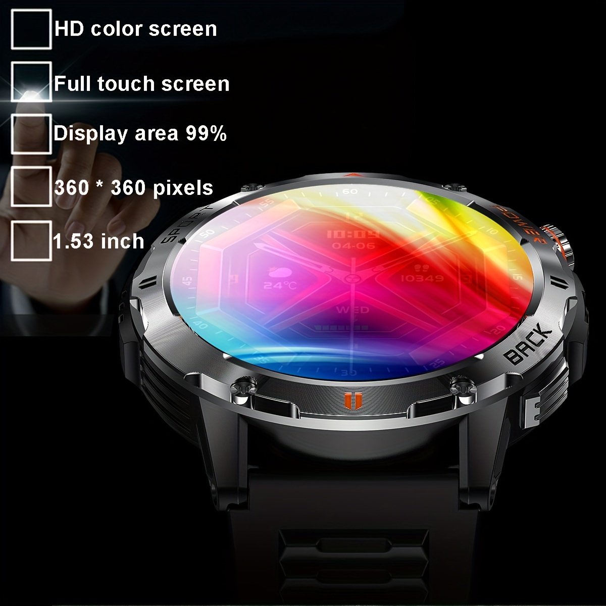 COIUSOR Men'S Smart Watch 3.89cm TFT Display, IP67 Waterproof, Voice Call, LED Flashlight, Wireless 5.3, Magnetic Charging, 400mAh Rechargeable Battery, Multiple Sports Modes, One-Click Sync for iPhone & Android - Image 11