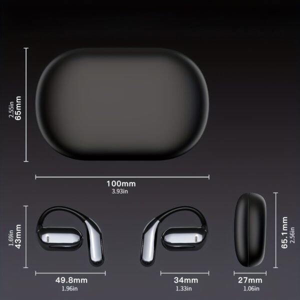 Wireless Headphones with Open Ear Design, Sport Earbuds Featuring Touch Volume Control, Built-In Microphone, And Ear Hooks. They Offer 50 Hours of Playtime And Come with an LED Display Charging Case, Ideal for Running And Fitness, Available in Black And W - Image 4