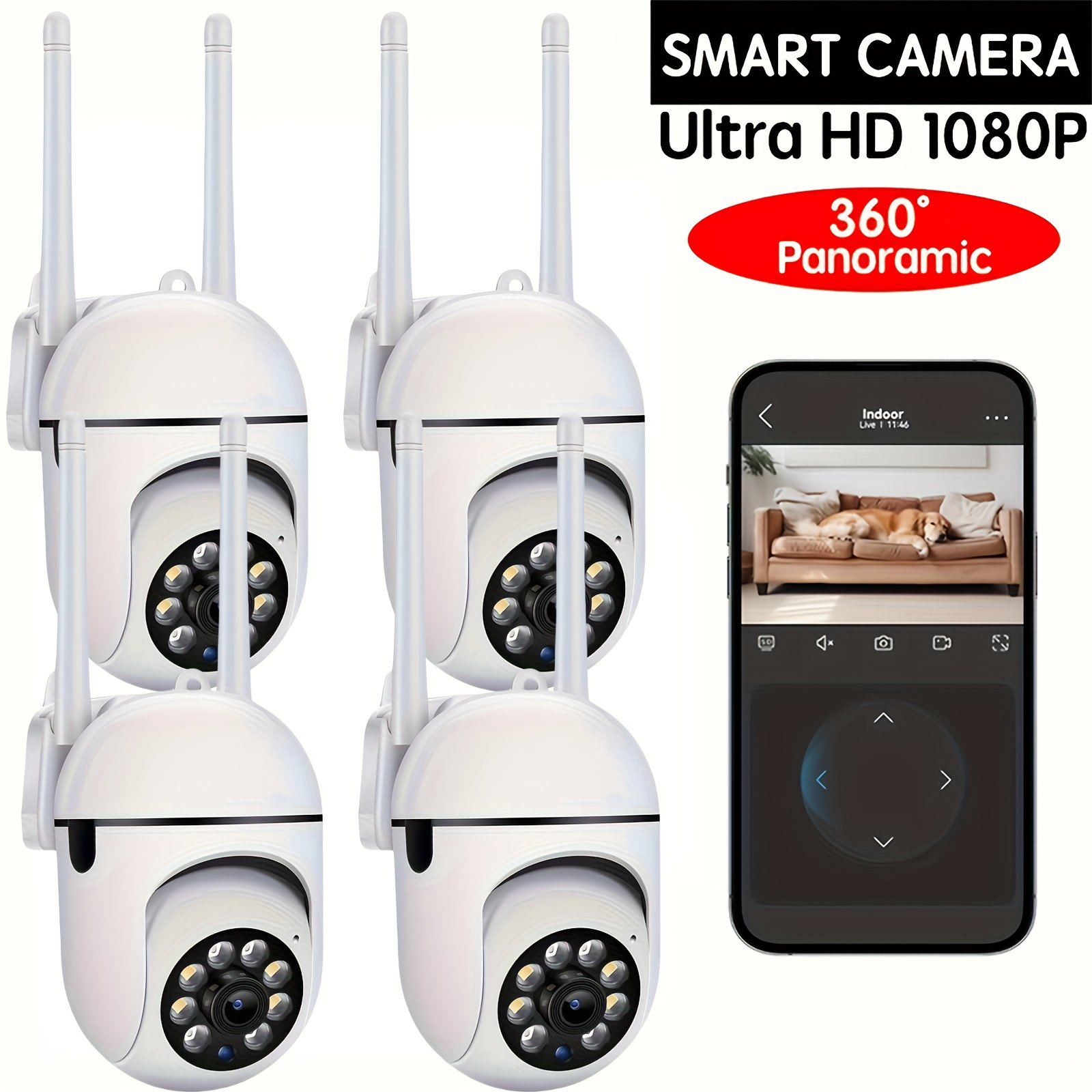 1pc of Wireless 1080P HD Wifi Security Camera, Color Night Vision, Two-Way Audio, 360-Degree Pan/Tilt/Zoom, Motion Tracking And Detection, Suitable for Home Security, Spotlight And Alarm. - Image 4