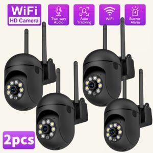 2-Pack WJG 1080p HD Wireless Security Cameras, Dual Interface Viewing, 200W Pixel Lens, Indoor/Outdoor 360° Rotatable, Baby/Pet/Home/Store Cam, 2.4G/5G WiFi, Color Night Vision, Cloud/SD Card Storage, Two-Way Audio, Smart Motion Tracking, USB Powered (No
