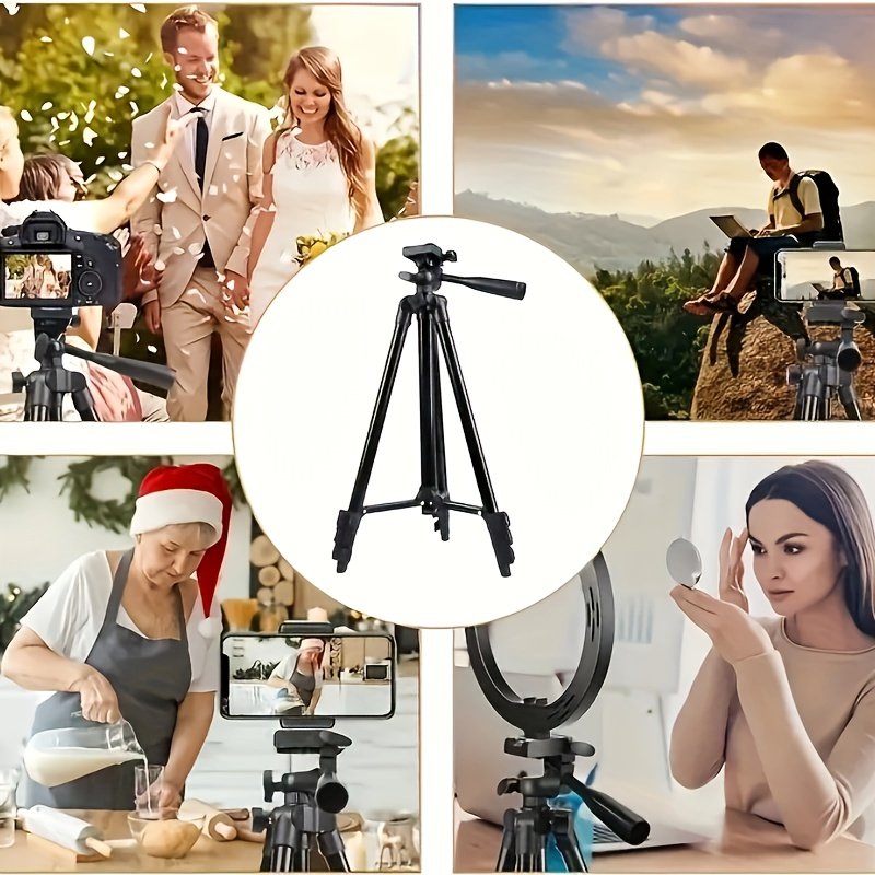 ZOMEI 139.7cm Black Aluminum Tripod with Phone Clip & Carry Bag - Adjustable, Portable Stand for Live Streaming, Vlogging | Compatible with Phones, Cameras, Mini Ring Lights, Perfect for Christmas Gifts, Holiday Office, Bedroom, Hotel, Party, Restaurant D - Image 3