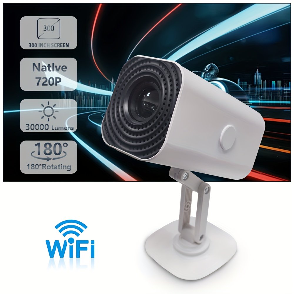 Compact HD Projector 1280x720P, 1800 Lumens, 180° Rotatable, Adjustable Table Mount, USB Powered, Wi-Fi, Built-in Speakers, Button Control, 16:9 Aspect Ratio, Ideal for Home Theater & Outdoor Use, Perfect Gift for Birthdays & Holidays - Image 4
