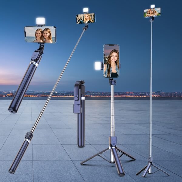 [1pc Multifunctional Selfie Stick Tripod with Fill Light] Multifunctional Selfie Stick Tripod with Fill Light, Universal Smartphone Holder, Battery Powered Wireless, Adjustable Height, Plastic Material, with Non-Rechargeable Button Battery for Travel, Liv - Image 7