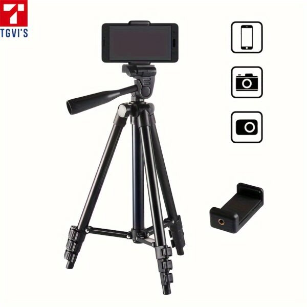 TGVI'S Z005 Expandable Aluminum Alloy Camera Tripod with Smartphone Mount, Pan Head, Compatible with Canon, Sony, Nikon, Panasonic, iPhone for Photography, Selfies, Live Streaming, Video Recording - Image 4