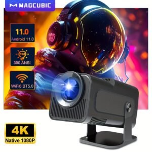 Magcubic 4K for Android Projector - EU Plug, Native 1080P, 390ANSI Lumens, Dual WiFi6 & Wireless5.0, Portable Cinema-Grade Display with Remote Control